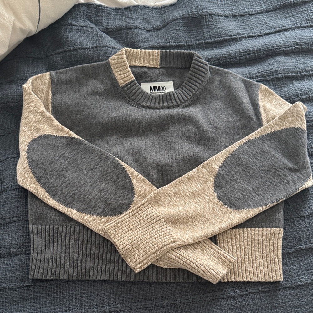 MM6 Maison Martin Margiela Gray and Beige Knit Sweater